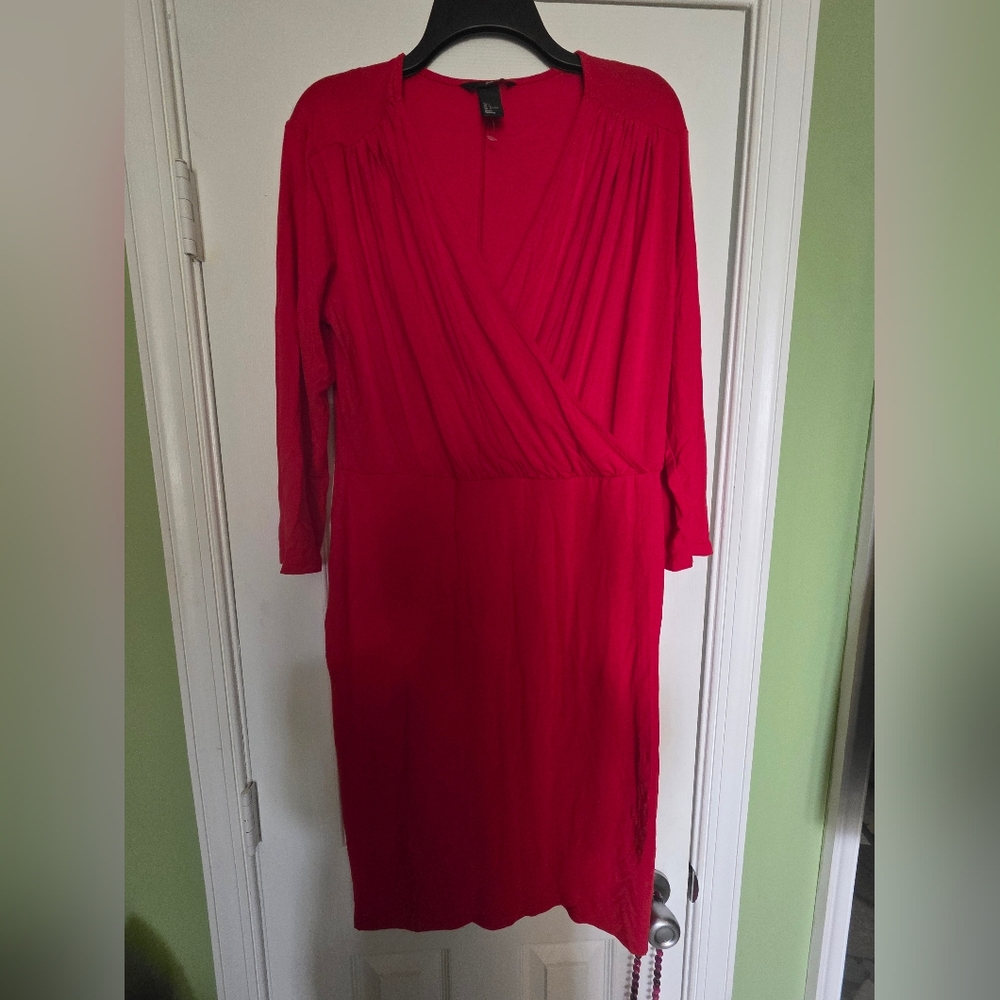 H&M Vibrant Tomato Red Long Sleeve Dress